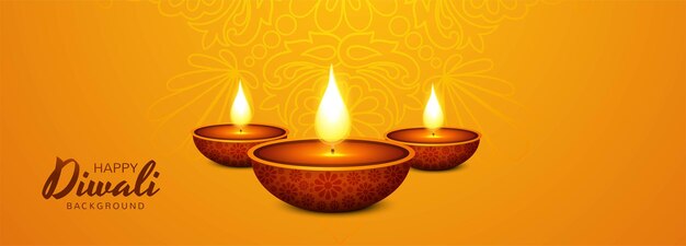 Beautiful diwali diya oil lamp celebration banner background