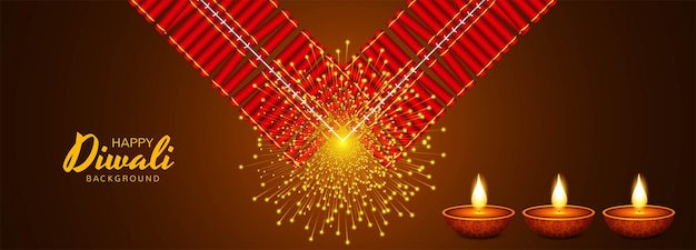 Free vector beautiful diwali diya oil lamp celebration banner background