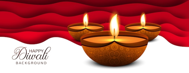 Beautiful diwali diya oil lamp festival header background