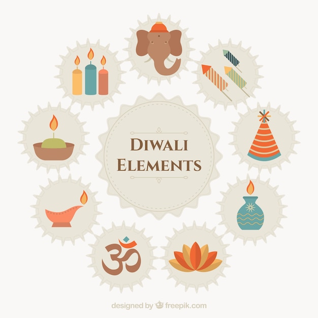 Vettore gratuito bei diwali elementi