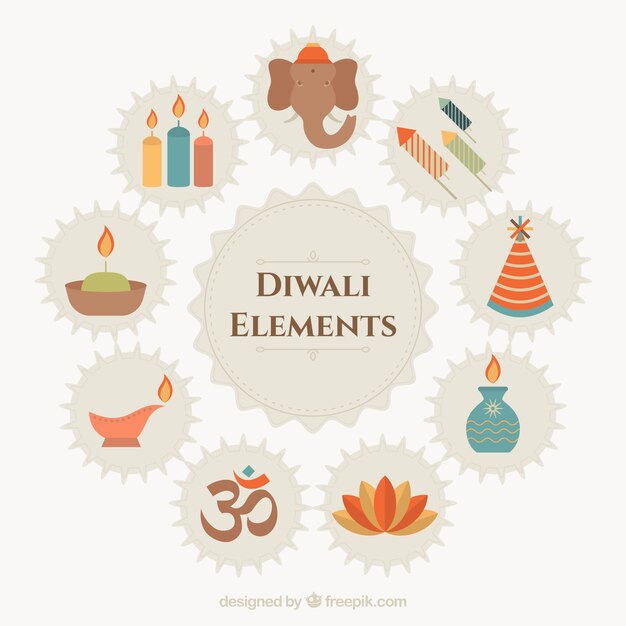 Free Vector beautiful diwali elements