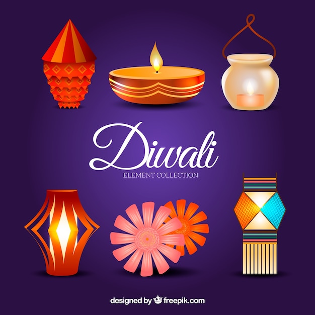 Free vector beautiful diwali elements