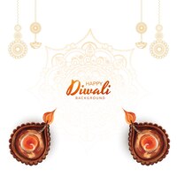 Bella cartolina d'auguri di diwali con priorità bassa della carta di diya dell'acquerello