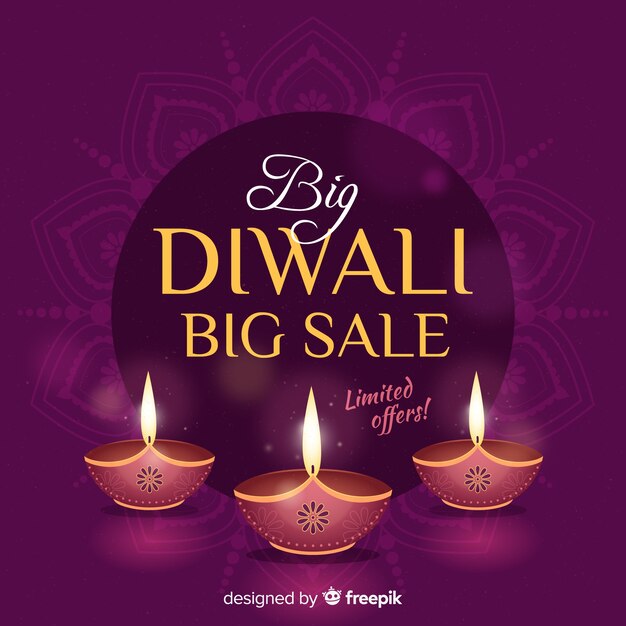 Красивая продажа Дивали в плоском дизайне