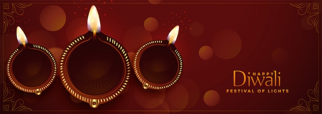 Beautiful diya happy diwali festival banner