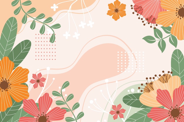 Beautiful drawn spring background with flowers