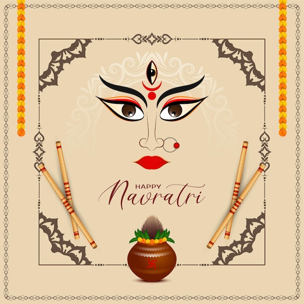 Free vector beautiful durga puja and happy navratri indian festival decorative background