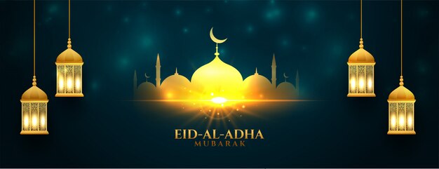 Beautiful eid al adha shiny bakrid festival banner