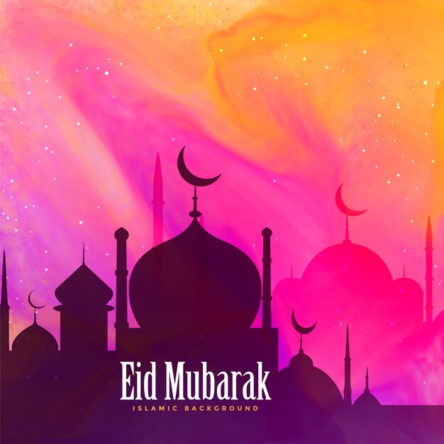 Beautiful eid mubarak festival greeting card