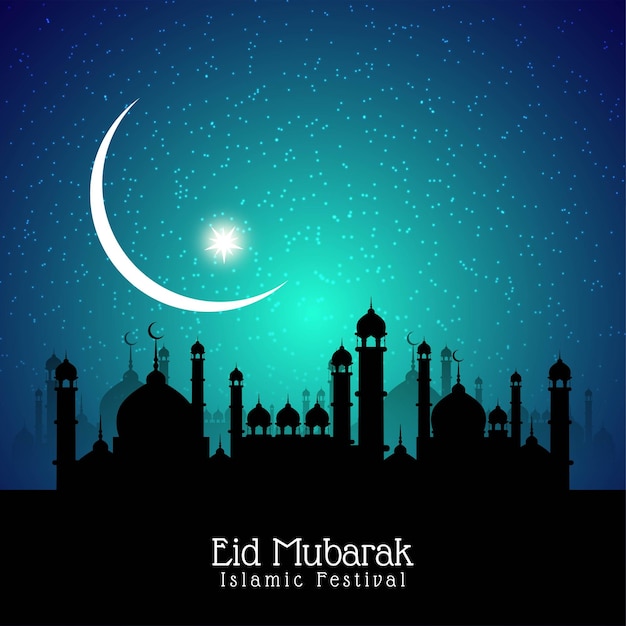 Beautiful Eid Mubarak Islamic festival greeting card