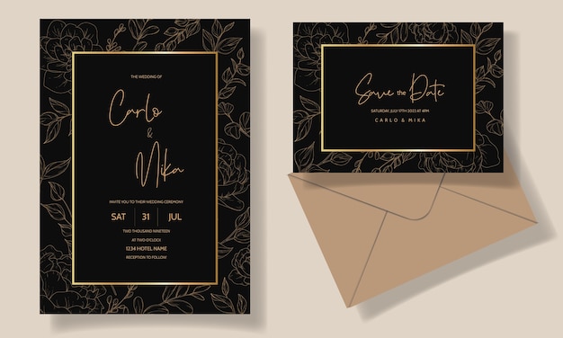 Beautiful and elegant floral wedding invitation card template