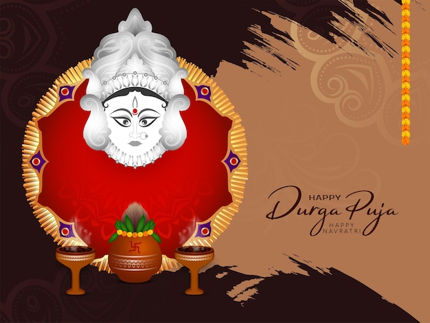 Beautiful elegant happy durga puja and happy navratri festival background