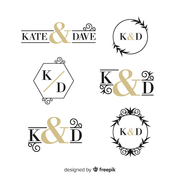 Beautiful and elegant logo or logotype set for wedding or florist