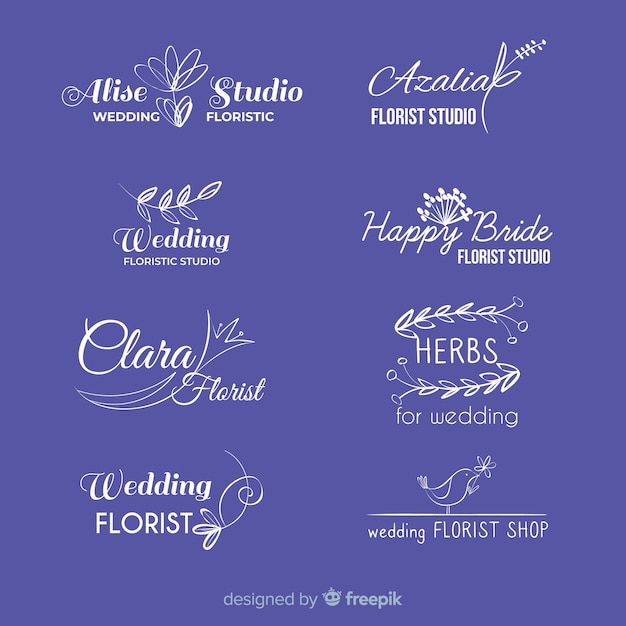 Beautiful and elegant logo or logotype set for wedding or florist