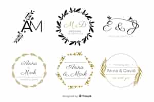 Free vector beautiful and elegant logo or logotype set for wedding or florist