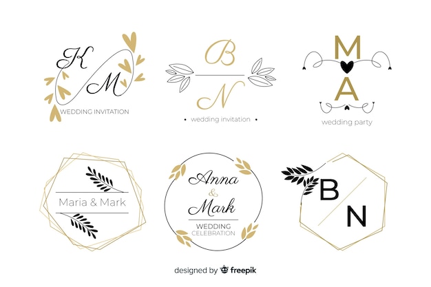 Beautiful and elegant logo or logotype set for wedding or florist