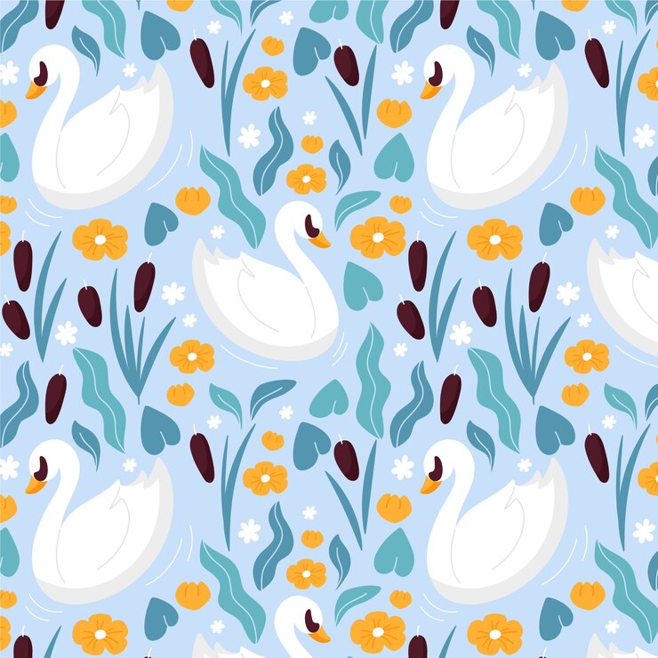 Free Vector beautiful elegant swan pattern