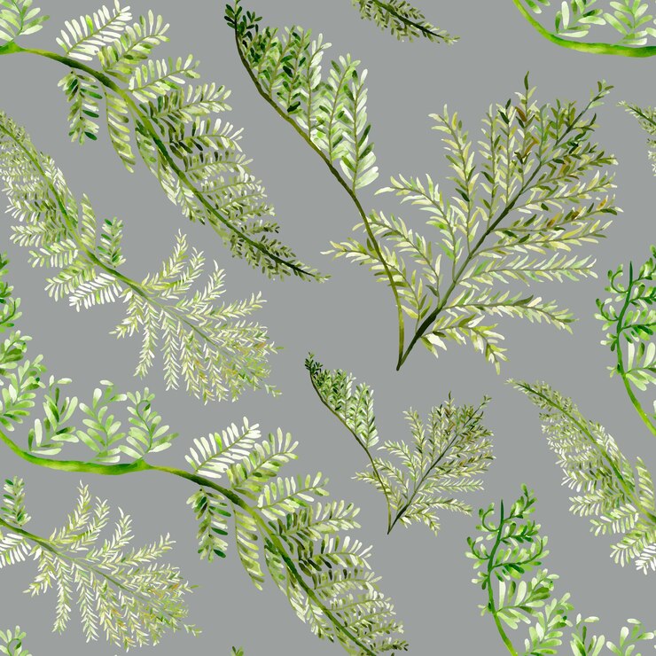 Free Vector beautiful elegant watercolor greenery fern floral seamless pattern