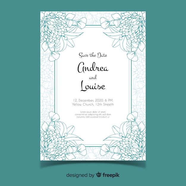 Free vector beautiful and elegant wedding invitation template