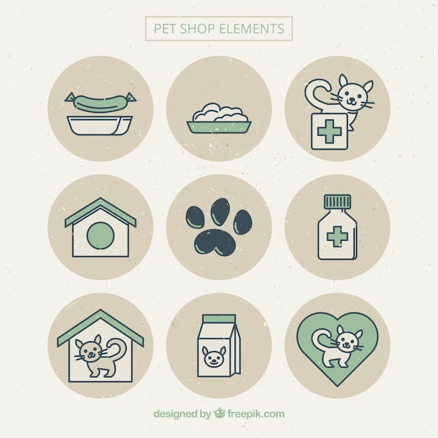 Free vector beautiful elements of pet shop