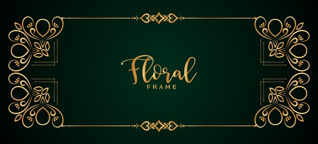 Beautiful ethnic golden frame floral green banner design