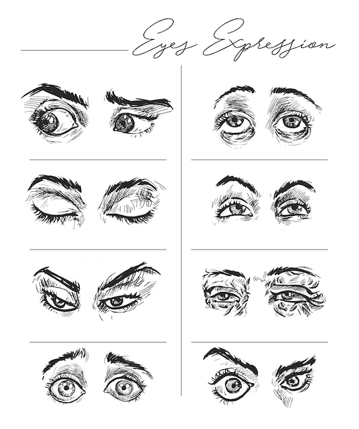 Free vector beautiful expression eyes set open and closed vector illustration