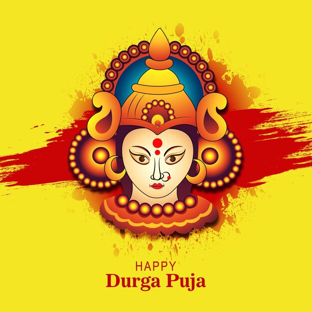 Beautiful face of goddess durga puja for shubh navratri festival background