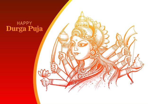 Free vector beautiful face of goddess durga puja for shubh navratri festival background