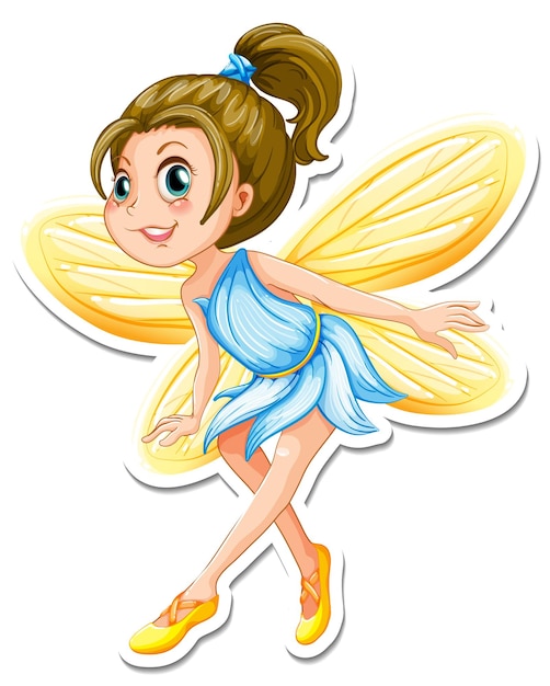 Бесплатное векторное изображение Стикер красивая фея из мультфильма