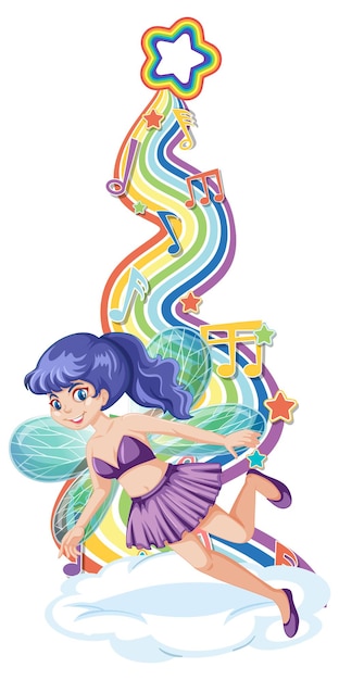 虹の波と美しい妖精の漫画のキャラクター