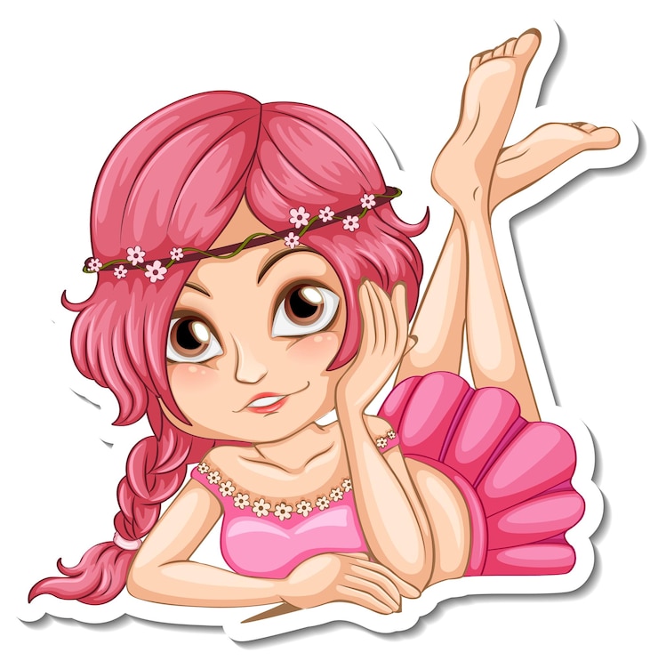 Free Vector beautiful fairy girl cartoon character sticker