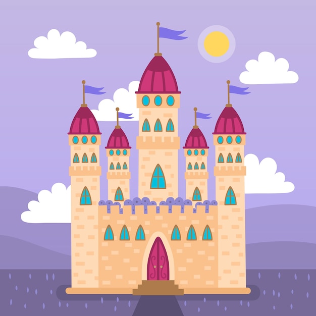 Free vector beautiful fairytale castle concept