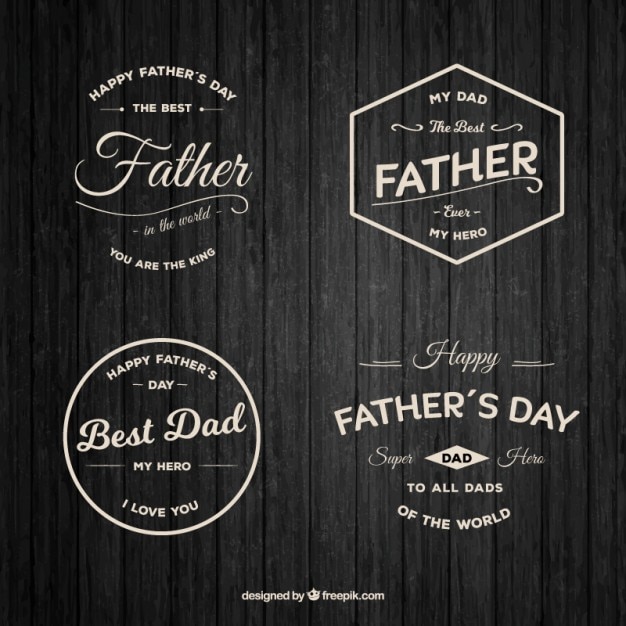 Free vector beautiful father's day badges in vintage style