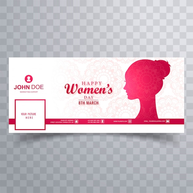 Beautiful female face women's day card for facebook banner