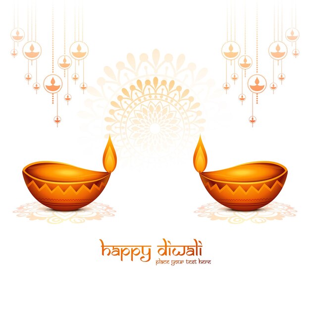 Beautiful festivel happy diwali greeting card celebration background