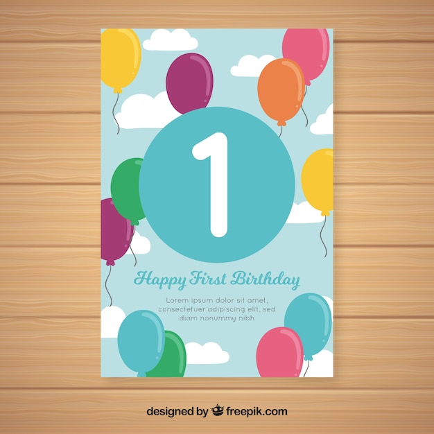 Beautiful first birthday card design