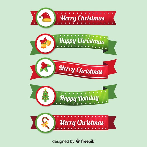 Beautiful flat christmas ribbon collection