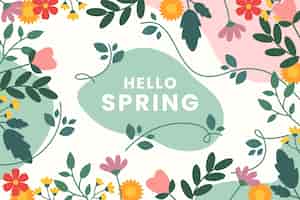無料ベクター 花と美しいフラットデザイン春の背景