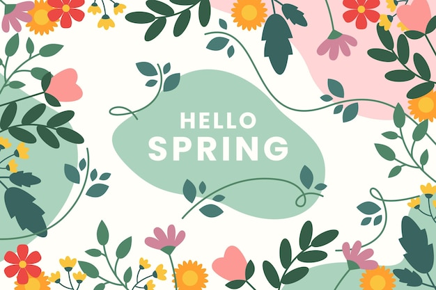 Beautiful flat design spring background with flowers