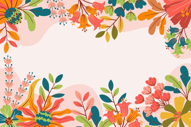 Beautiful flat design spring background with flowers
