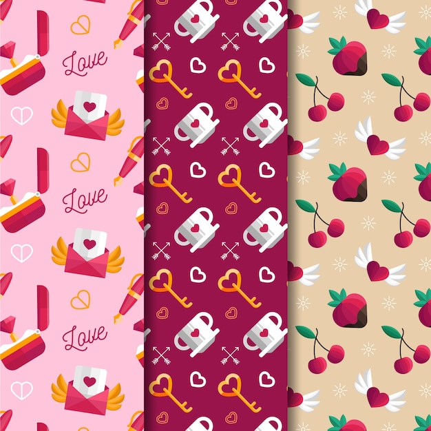 Beautiful flat design valentine's day pattern collection