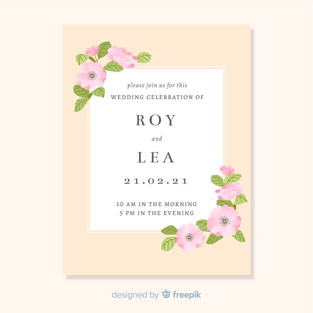 beautiful flat design of wedding stationery template