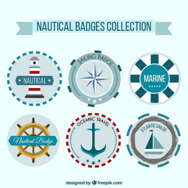 Free vector beautiful flat sailing badges