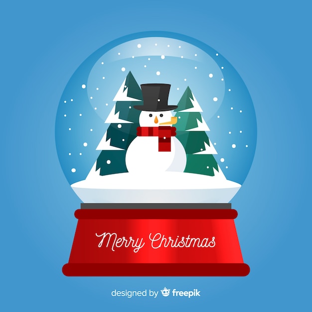 Beautiful flat snowball globe with christmas concept