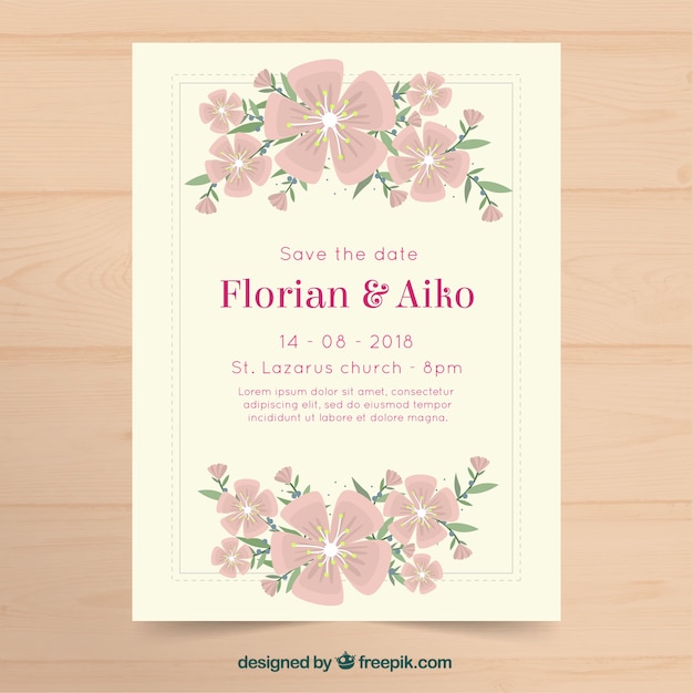 Beautiful flat wedding invitation