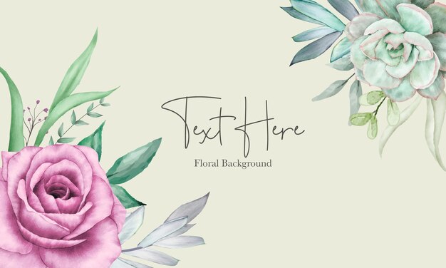 beautiful floral background design with watercolor floral ornament