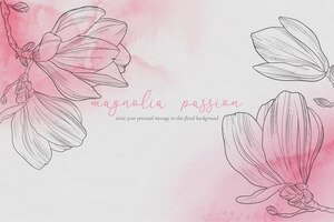 Free vector beautiful floral background with magnolias