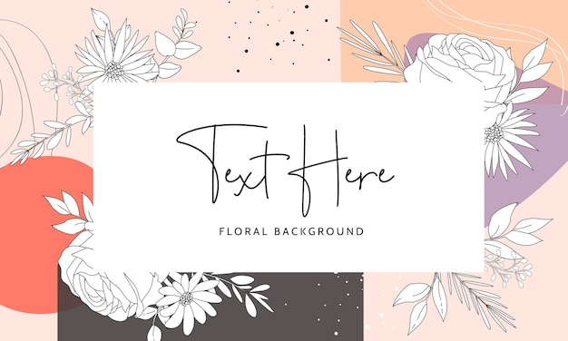 Free vector beautiful floral background with monoline design