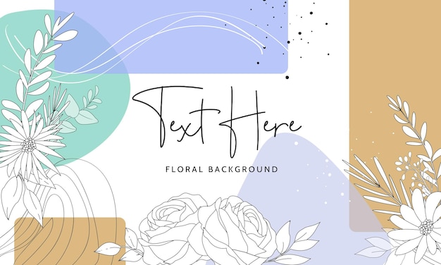 Free vector beautiful floral background with monoline design