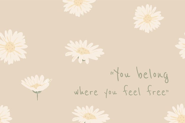 Free Vector beautiful floral banner template daisy illustration with inspirational quote
